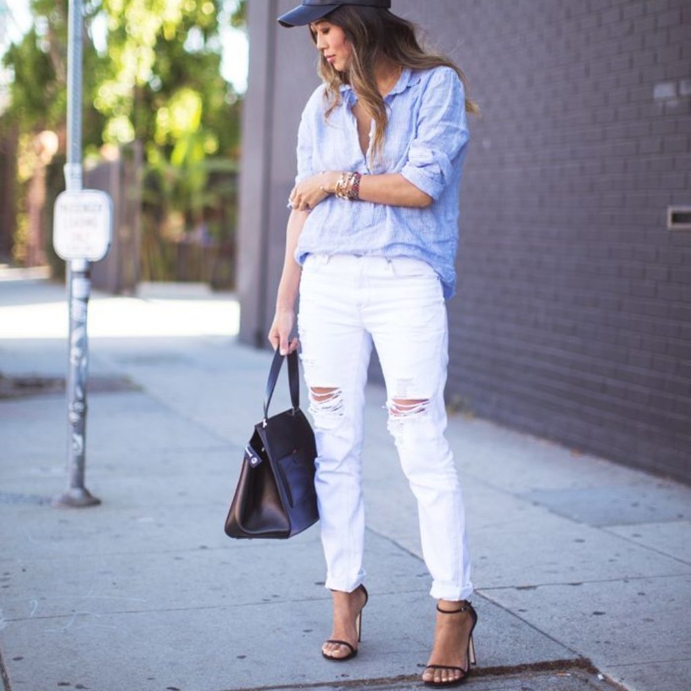 | kancan - winter white distressed boyfriend denim jeans |